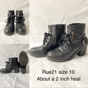 Black lace-up, healed booties